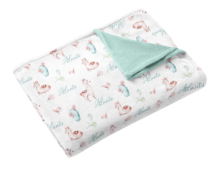 Llama Blush Pattern Minky Blanket