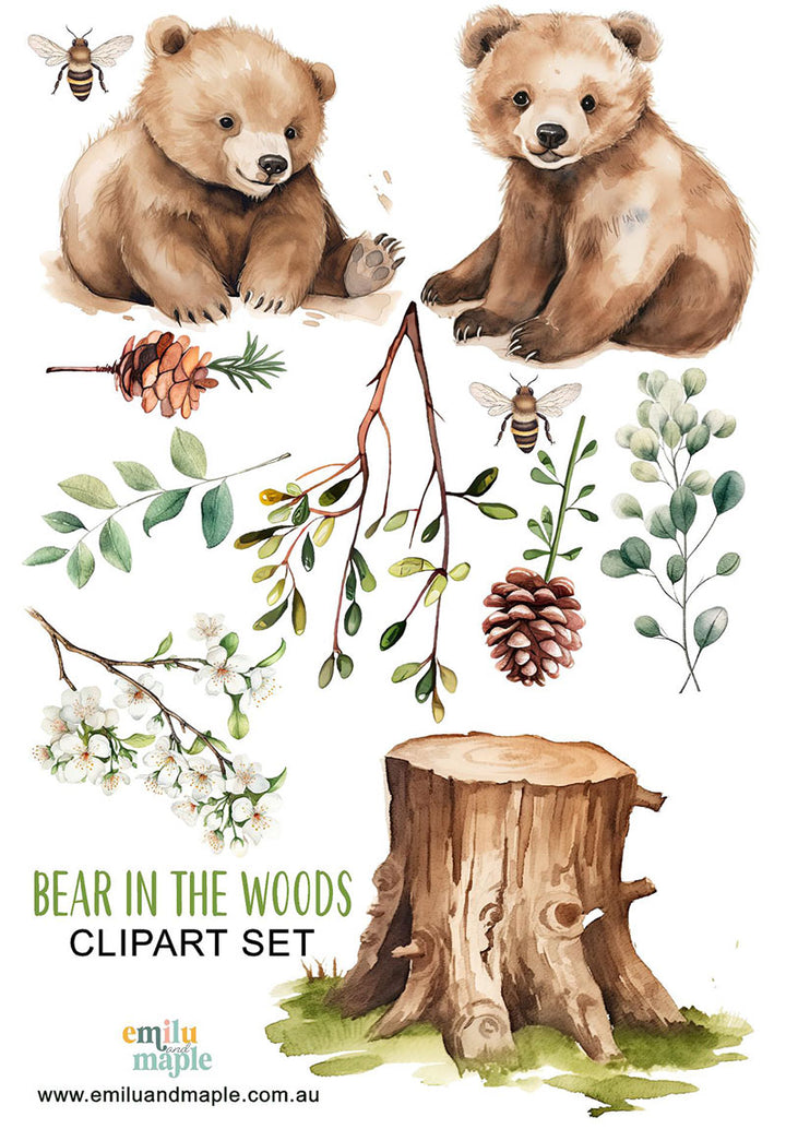 Bear in the Woods Wall Decals