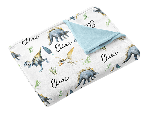 Dino Forest Pattern Minky Blanket