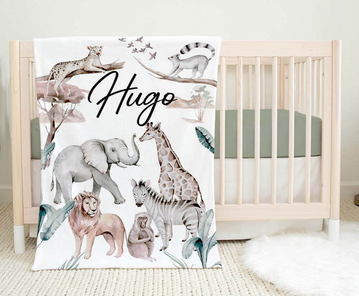 Personalised Minky Blanket African Animals