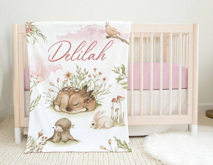 Personalised Minky Blanket Vintage Deer