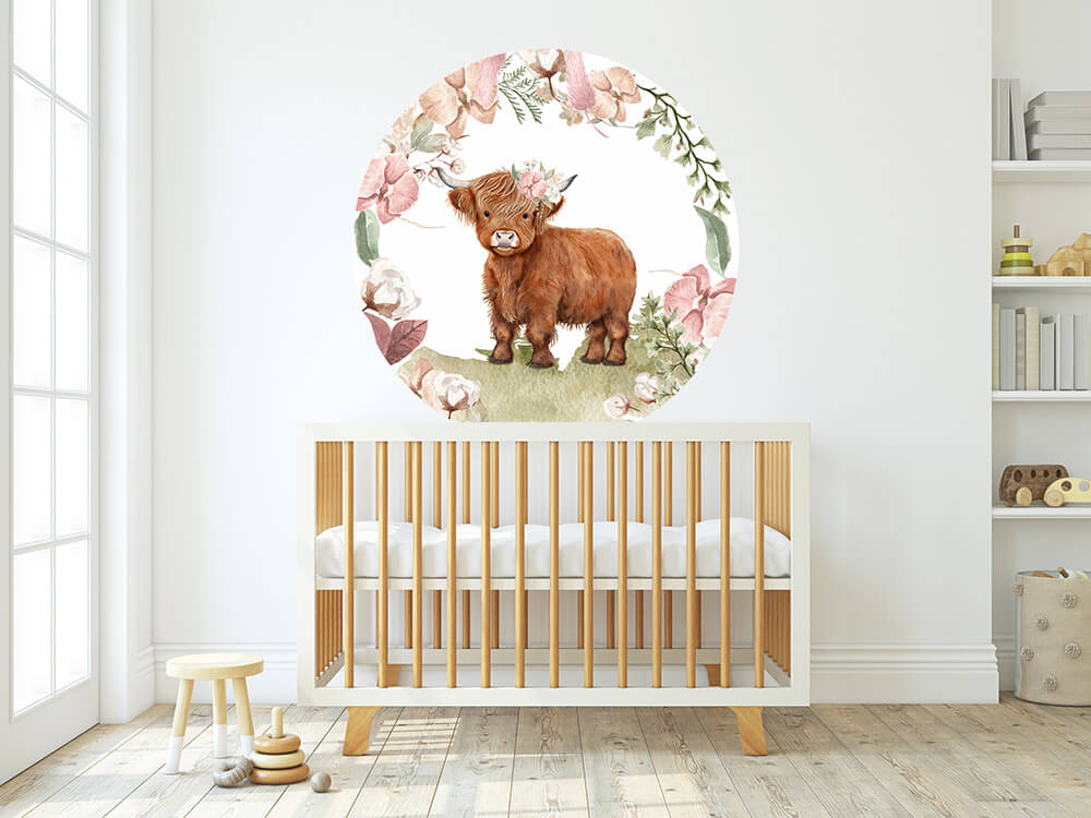 Highland Cow Decal Circle