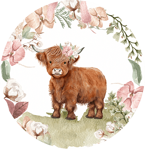 Highland Cow Decal Circle