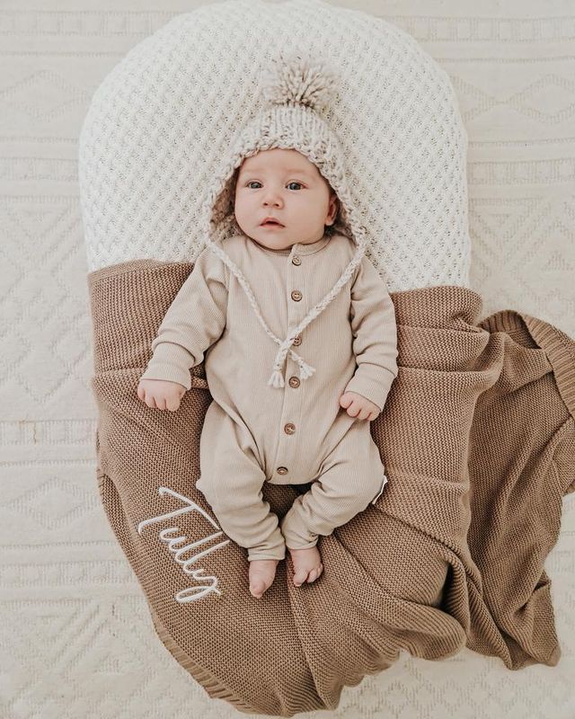 Personalised Knit Blanket Coffee